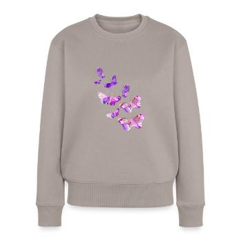 Belle papillon fille violet - Pull Premium bio Femme - taupe - Devant - Julia (174cm)