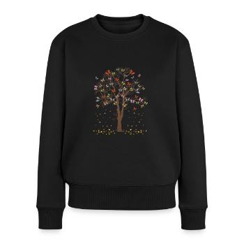 Schöner Schmetterling Illustration Mädchen - Frauen Premium Bio Pullover - Schwarz - Vorne - Julia (174cm)