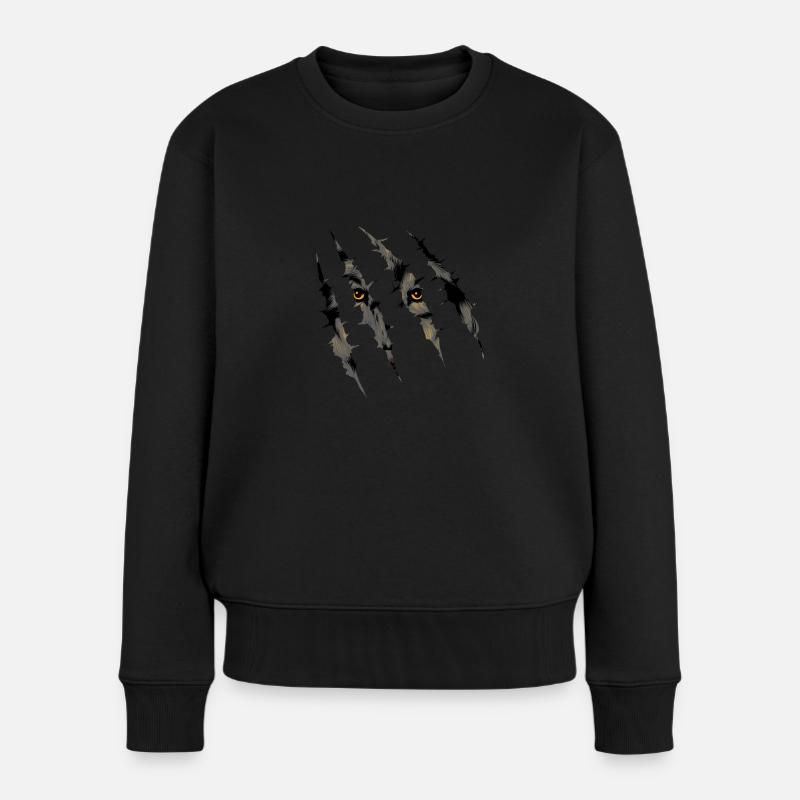 Wolf Kralle Kratzer Wölfe Waldtier - Frauen Premium Bio Pullover - Schwarz