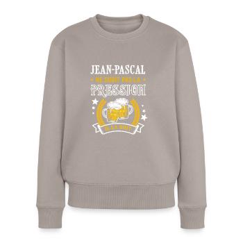 Jean-Pascal bière cadeau jean pascal fêtes - Pull Premium bio Femme - taupe - Devant - Julia (174cm)