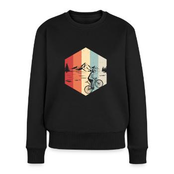 Fahrrad Fahrradfahrer Retro Rennrad - Frauen Premium Bio Pullover - Schwarz - Vorne - Julia (174cm)