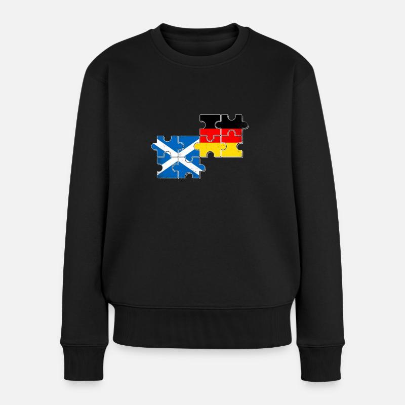 Schottland Deutschland Freunde Flaggen - Frauen Premium Bio Pullover - Schwarz