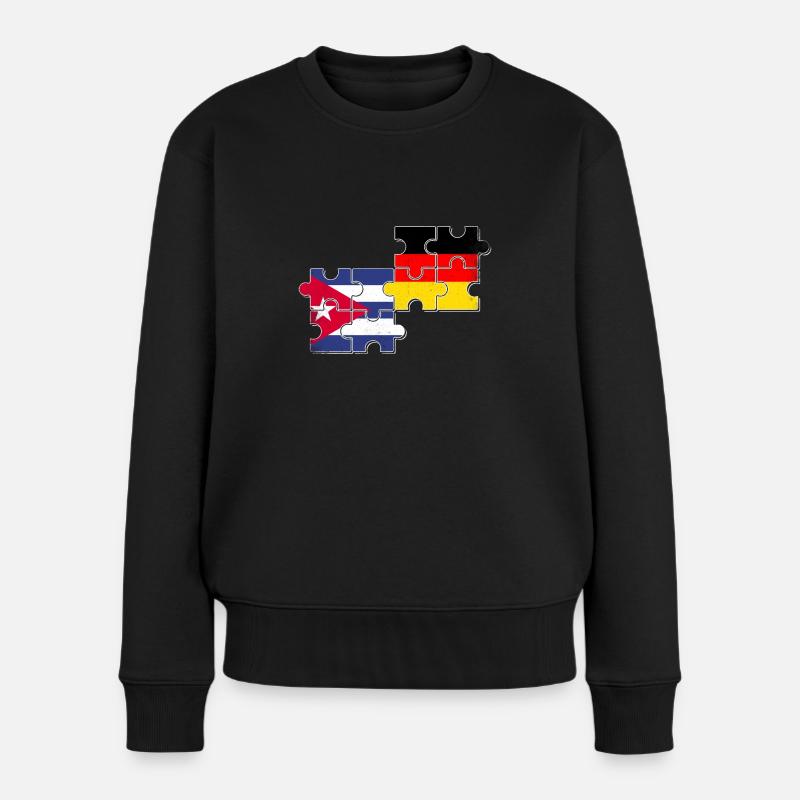 Kubaner Deutscher Flagge Liebe Deutschland Kuba - Frauen Premium Bio Pullover - Schwarz
