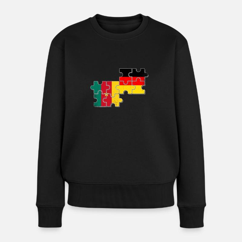 Kamerun Deutschland Flagge - Frauen Premium Bio Pullover - Schwarz