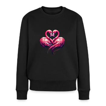 Flamingo, these two flamingos form a heart - Women's Premium Organic Jumper - black - Front - Julia (174cm)
