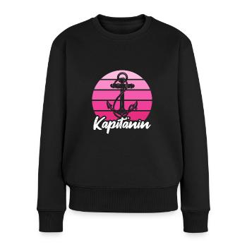 Segeln Seglerin Kapitänin - Frauen Premium Bio Pullover - Schwarz - Vorne - Julia (174cm)