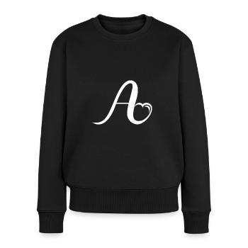 Herz Buchstabe A - Frauen Premium Bio Pullover - Schwarz - Vorne - Julia (174cm)