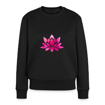 Lotus Blumen Blüte Yoga Lotus - Frauen Premium Bio Pullover - Schwarz - Vorne - Julia (174cm)