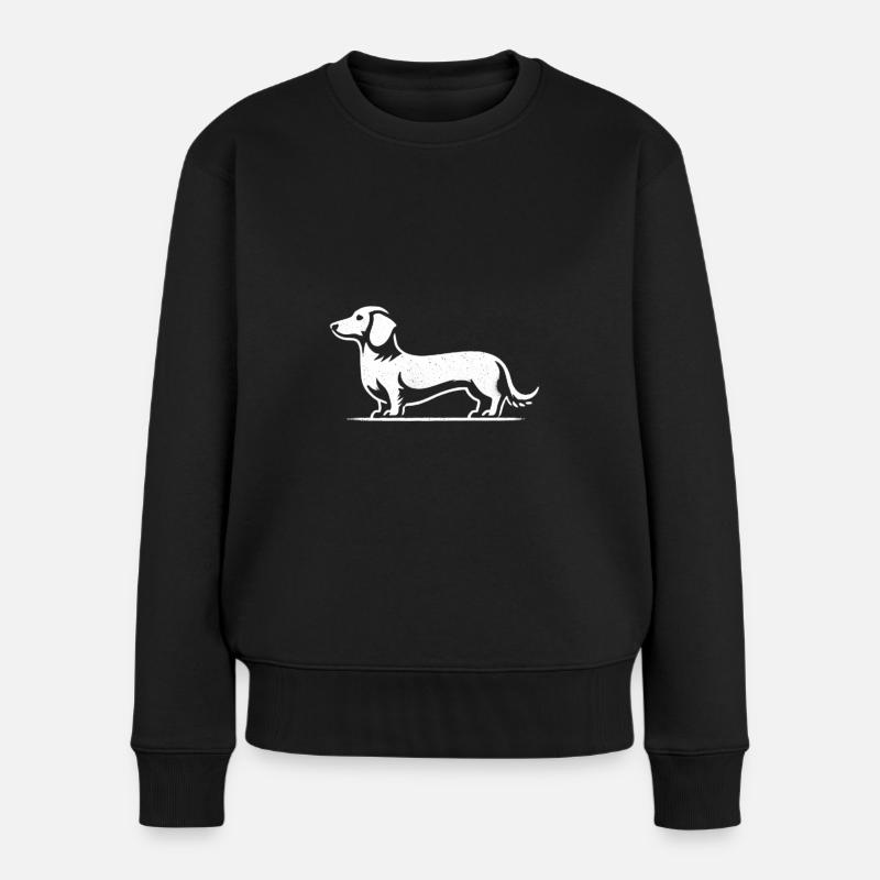 Dackel Teckel Silhouette Hund - Frauen Premium Bio Pullover - Schwarz