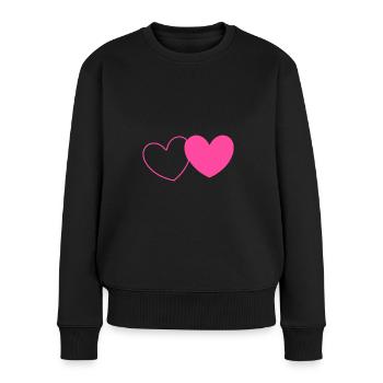 Saint-Valentin Cœur Rose, St. Valentin cadeau - Pull Premium bio Femme - noir - Devant - Julia (174cm)