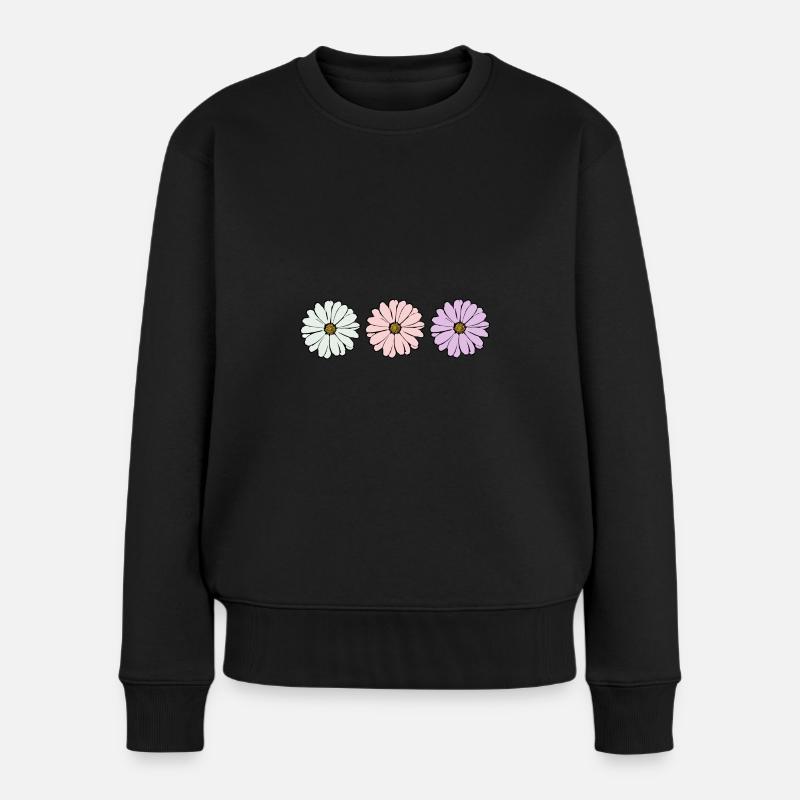 Blume pastell Blume Blumen pastell Blumen flieder - Frauen Premium Bio Pullover - Schwarz