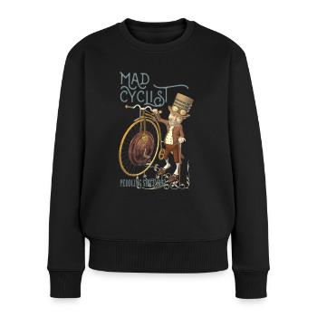 Steampunk Penny Farthing Vélo Drôle de cycliste fou - Pull Premium bio Femme - noir - Devant - Julia (174cm)