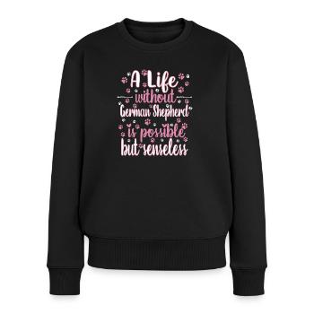 Hund Leben Liebe Hunderasse Schäferhund - Frauen Premium Bio Pullover - Schwarz - Vorne - Julia (174cm)
