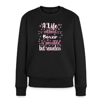 Leben Liebe Hunderasse Boxer Hund - Frauen Premium Bio Pullover - Schwarz - Vorne - Julia (174cm)