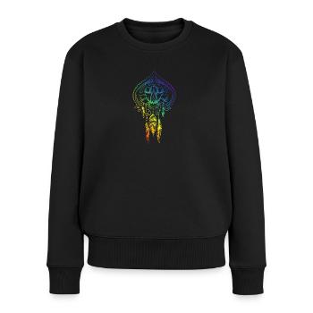 Lotusflower chakra - Frauen Premium Bio Pullover - Schwarz - Vorne - Julia (174cm)