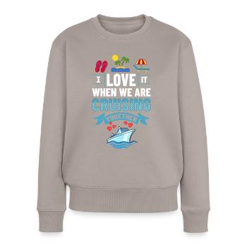 Kreuzfahrtschiff Reise Kreuzfahrt Kreuzfahrtreise - Frauen Premium Bio Pullover - Taupe - Vorne - Julia (174cm)