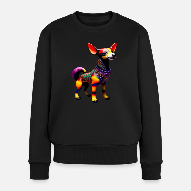 Hund Künstler Hunde Hundebesitzer farbenfroh Hund - Frauen Premium Bio Pullover - Schwarz