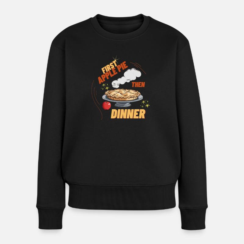 Apfelkuchen vor dem Frühstück - Frauen Premium Bio Pullover - Schwarz