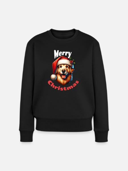 Weihnachts-Hund - Frauen Premium Bio Pullover - Schwarz