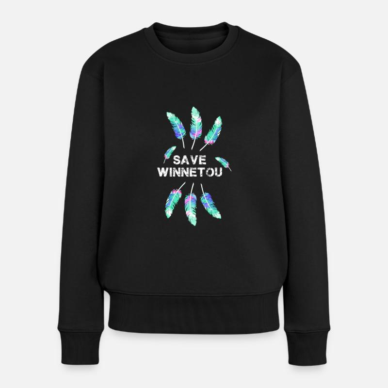 save winnetou,winnetou,federn,illustration - Frauen Premium Bio Pullover - Schwarz