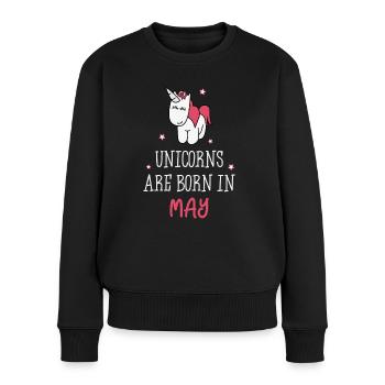 Unicorns are born in May - Frauen Premium Bio Pullover - Schwarz - Vorne - Julia (174cm)