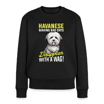 Le bichon havanais fait disparaître les mauvais jours avec un peu de plaisir - Pull Premium bio Femme - noir - Devant - Julia (174cm)