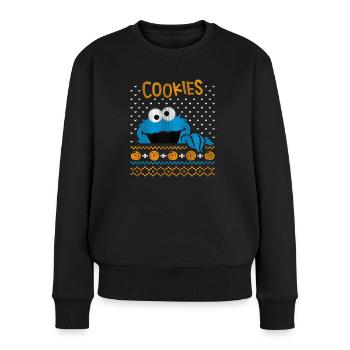 Sesamstraße Krümelmonster Ugly Xmas - Frauen Premium Bio Pullover - Schwarz - Vorne - Julia (174cm)