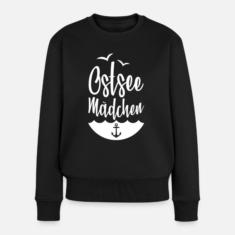 OSTSEE MÄDCHEN OSTSEEKÜSTE - Frauen Premium Bio Pullover - Schwarz