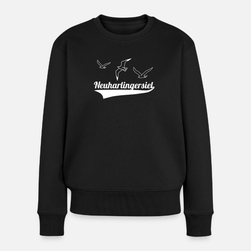Neuharlingersiel - Frauen Premium Bio Pullover - Schwarz