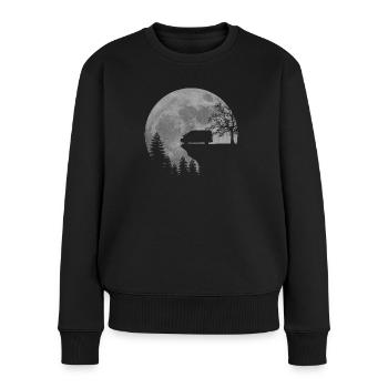 Camper Van, Camper, Wohnmobil, Mond - Frauen Premium Bio Pullover - Schwarz - Vorne - Julia (174cm)