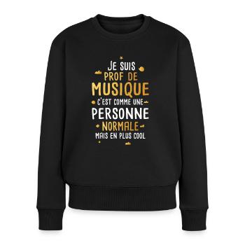 Professeur de musique cadeau drôle prof femme - Pull Premium bio Femme - noir - Devant - Julia (174cm)