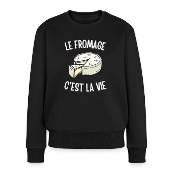 Le fromage c'est la vie - Pull Premium bio Femme - noir - Devant - Julia (174cm)