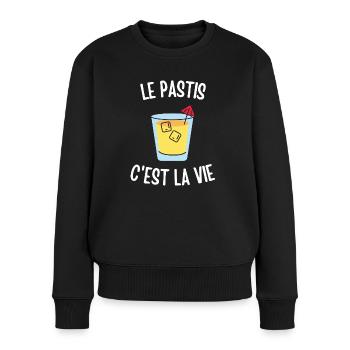 Le pastis c'est la vie - Pull Premium bio Femme - noir - Devant - Julia (174cm)