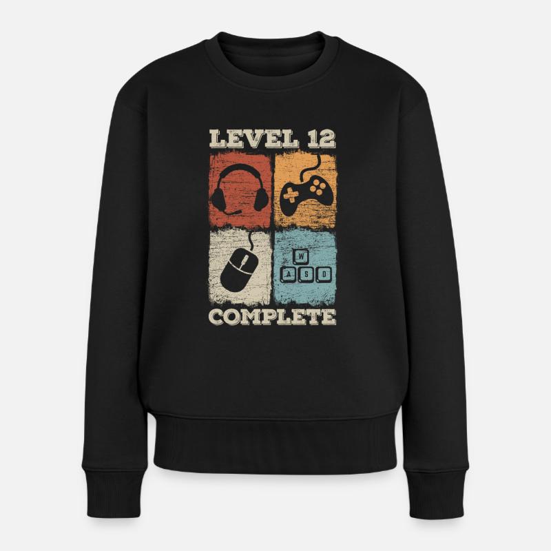 12. Geburtstag Level Complete Gaming - Frauen Premium Bio Pullover - Schwarz