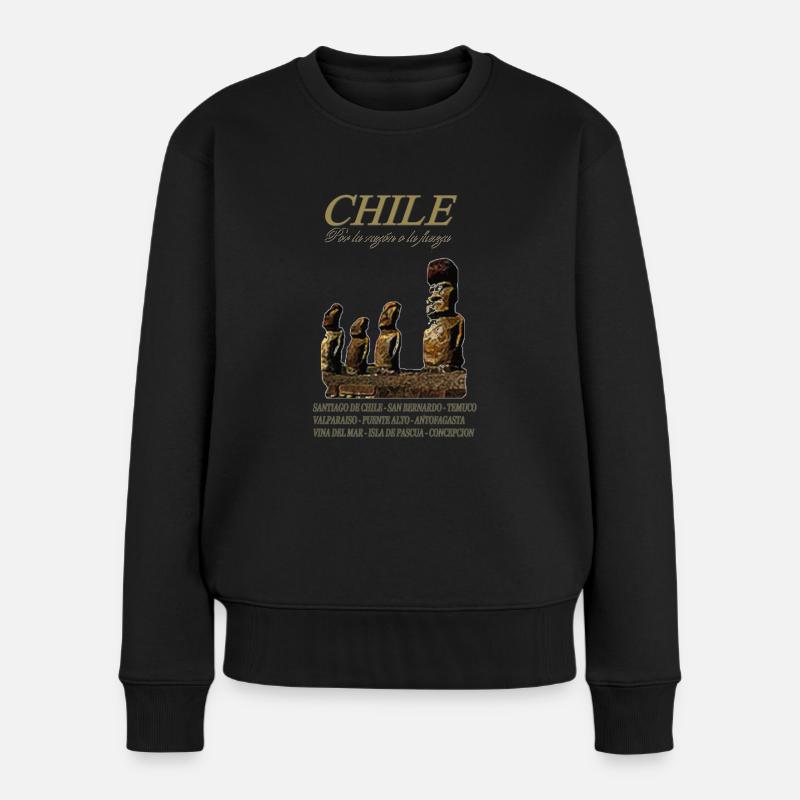 CHILE - Frauen Premium Bio Pullover - Schwarz