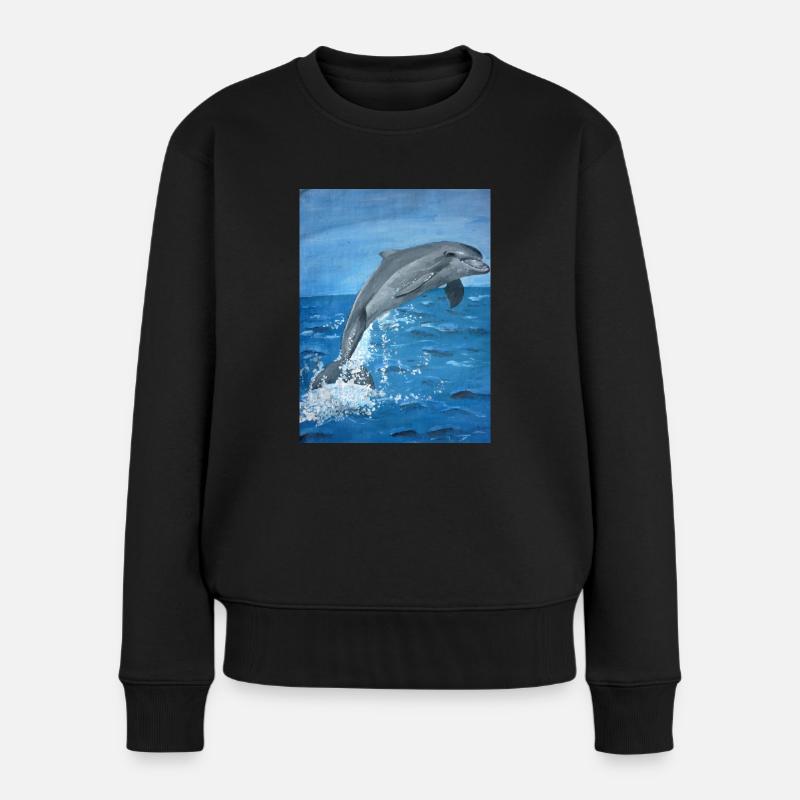 Delphin - Frauen Premium Bio Pullover - Schwarz