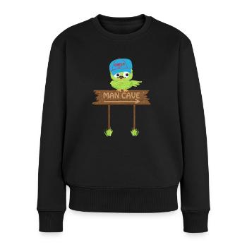 Owl MAN CAVE - Frauen Premium Bio Pullover - Schwarz - Vorne - Julia (174cm)