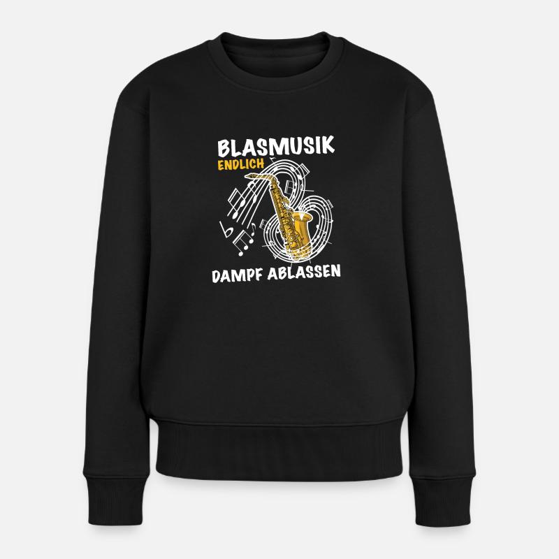 Blasmusik endlich Dampf ablassen Saxophon - Frauen Premium Bio Pullover - Schwarz