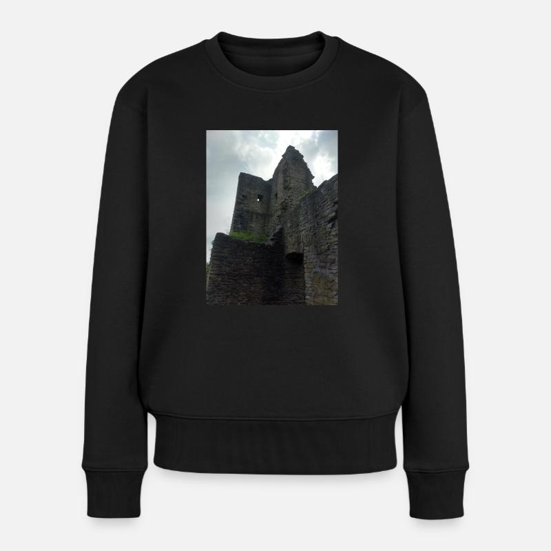 Burg Ruine - Frauen Premium Bio Pullover - Schwarz