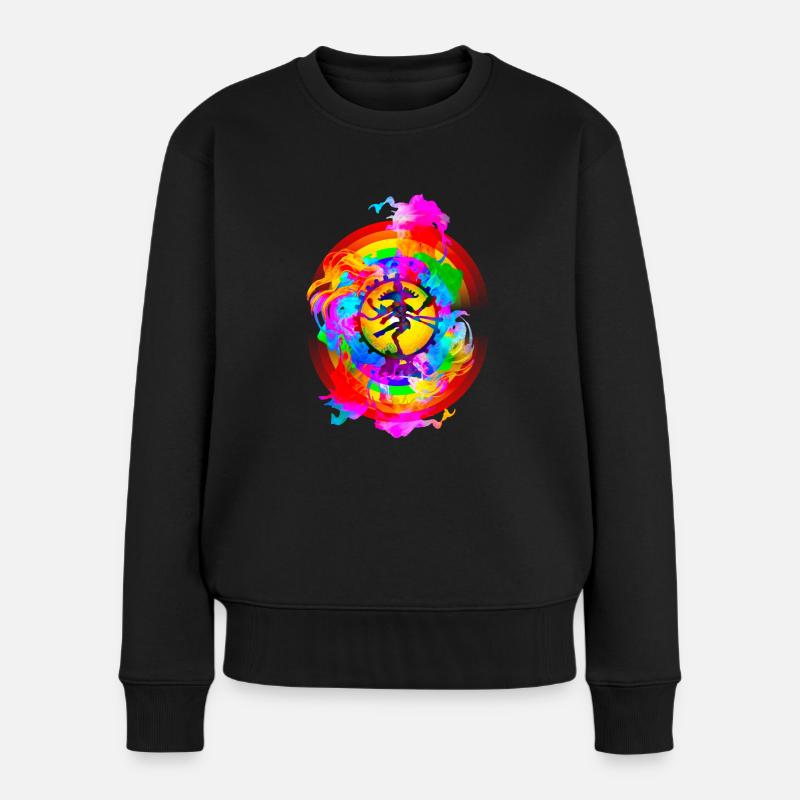 Regenbogen Shiva Tantra - Frauen Premium Bio Pullover - Schwarz