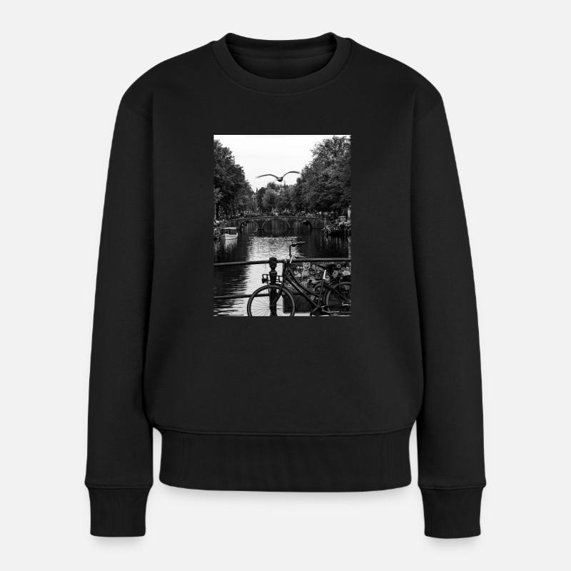 Amsterdam Kanal - Frauen Premium Bio Pullover - Schwarz