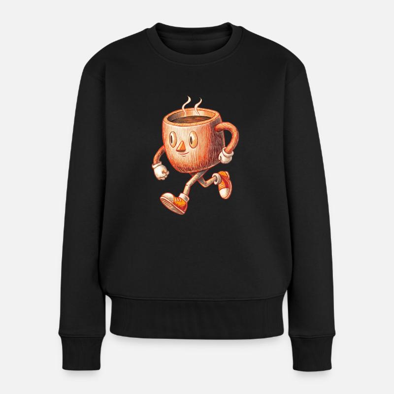 KAFFEE - Frauen Premium Bio Pullover - Schwarz
