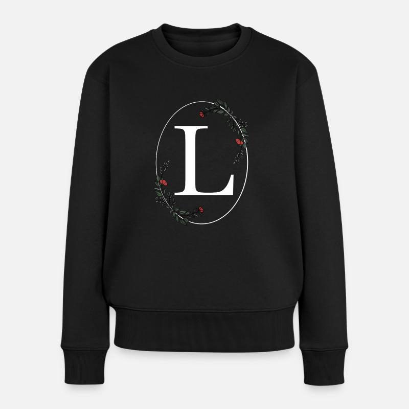 Buchstabe L - Frauen Premium Bio Pullover - Schwarz