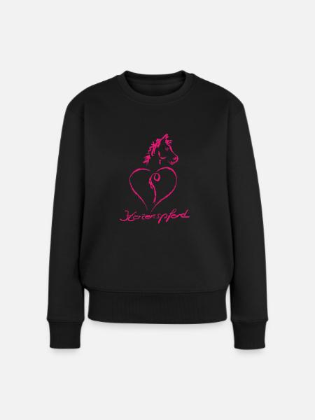 Pferd Herzenspferd - Frauen Premium Bio Pullover - Schwarz