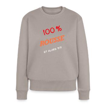 100% rousse et alors - Pull Premium bio Femme - taupe - Devant - Julia (174cm)