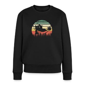 Katze Sunset - Frauen Premium Bio Pullover - Schwarz - Vorne - Julia (174cm)