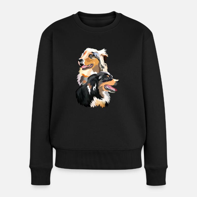 Paar Australian Shepherd Hunde - Frauen Premium Bio Pullover - Schwarz