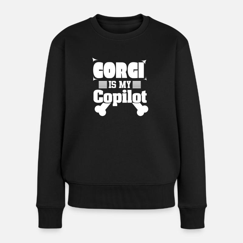 Corgi Ist Meine Copilot Hunderasse Kawai Bones - Frauen Premium Bio Pullover - Schwarz