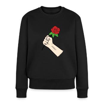 Rose - Frauen Premium Bio Pullover - Schwarz - Vorne - Julia (174cm)