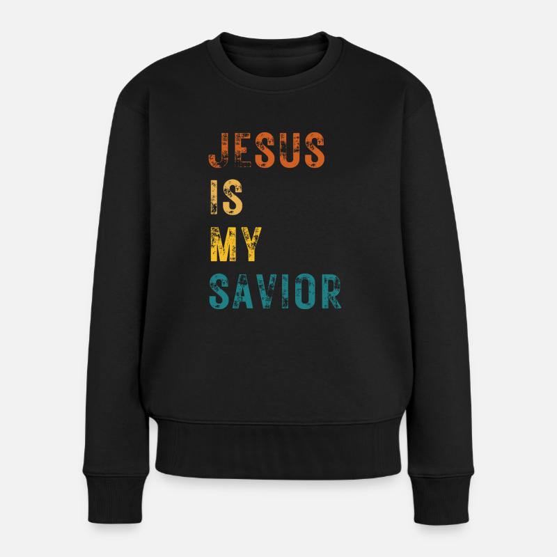 Jesus is my savior - Frauen Premium Bio Pullover - Schwarz